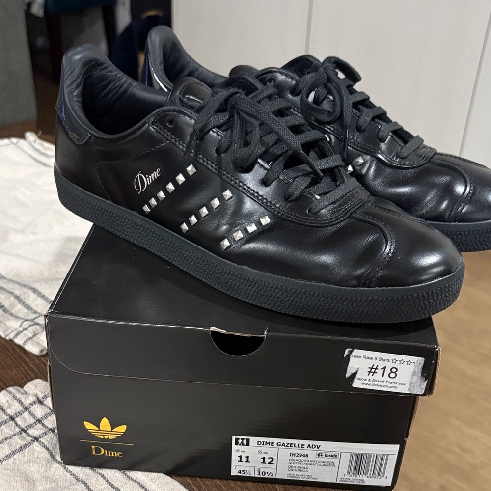 Adidas Men’s Black Leather Gazelle Sneakers